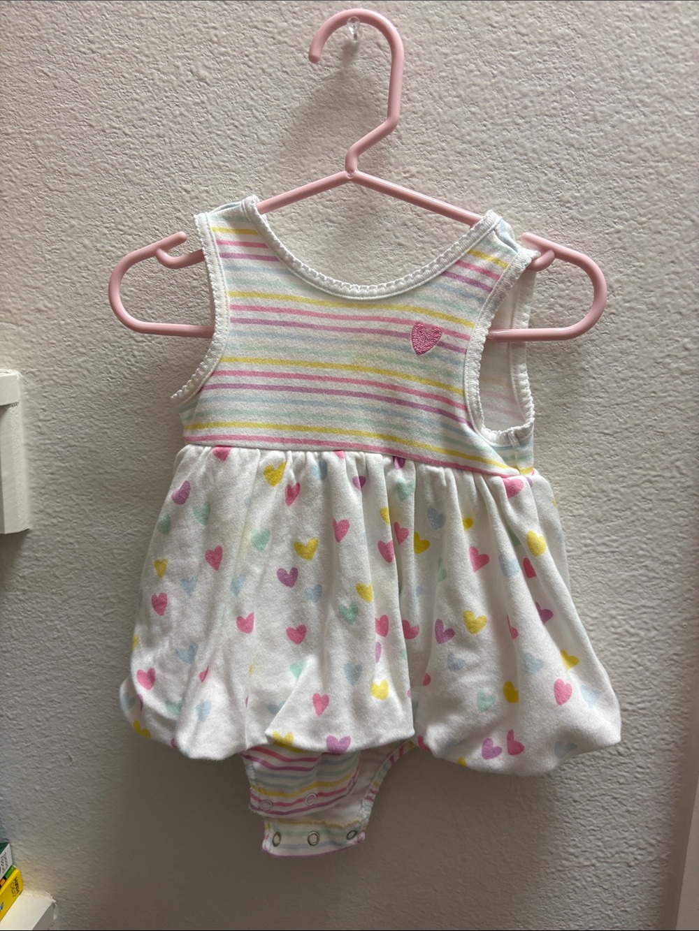 Pastel Rainbow Pink Heart and Striped Dress